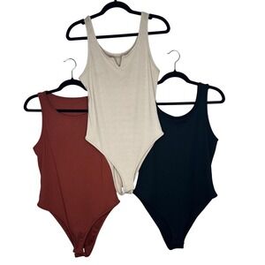 Shein‎ Ribbed Bodysuit Tank Top Sleeveless Casual Everyday Basic Size XL